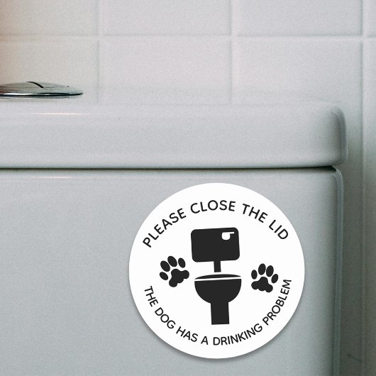 Sluit de deksel hond grappige toilet  ronde sticker