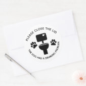 Sluit de deksel hond grappige toilet  ronde sticker (Envelop)