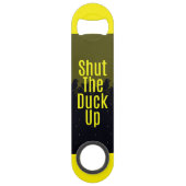 "Sluit de Duck Up!" Typografie op Cute Duckies Speed Flessenopener (Voorkant)