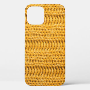 Sluit de geel gebreide getextureerde achtergrond.  Case-Mate iPhone case