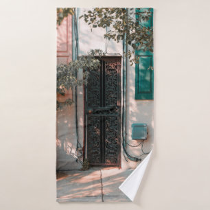 SLUIT DE GROENE WROUGHT IRON SECRIRITY DEUR BADHANDDOEK