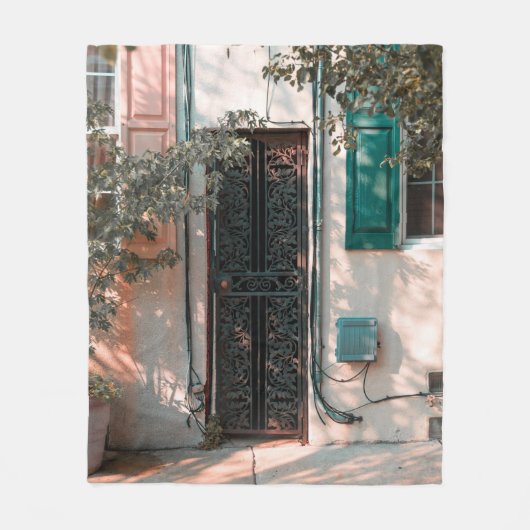 SLUIT DE GROENE WROUGHT IRON SECRIRITY DEUR FLEECE DEKEN (Voorkant)