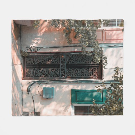 SLUIT DE GROENE WROUGHT IRON SECRIRITY DEUR FLEECE DEKEN (Voorkant (Horizontaal))