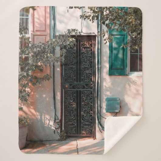 SLUIT DE GROENE WROUGHT IRON SECRIRITY DEUR SHERPA DEKEN (Voorkant)