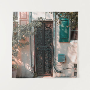 SLUIT DE GROENE WROUGHT IRON SECRIRITY DEUR WANDKLEED