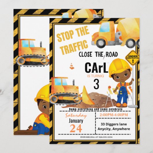 Sluit de Road Birthday Invitation Kaart (Voorkant / Achterkant)