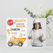 Sluit de Road Construction Photo Invitation Kaart (Staand voorkant)