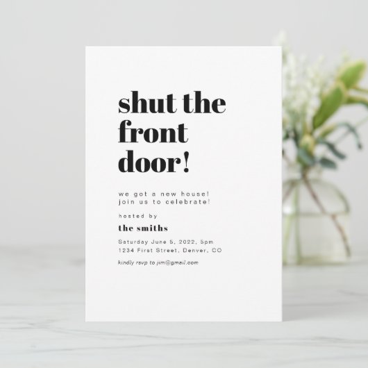 Sluit de voordeur Housewarming Party Kaart (Staand voorkant)