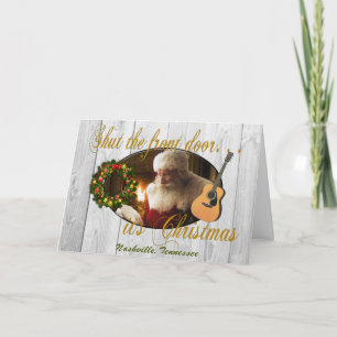 Sluit de voordeur Nashville-kerstkaart af Feestdagen Kaart