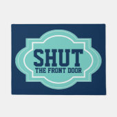 Sluit de voordeur van de grappige moderne kool. deurmat (Voorkant)