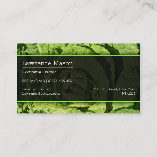 Sluit Foto van een Groene Sla - Visitekaartje (Achterkant)