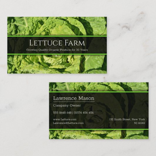 Sluit Foto van een Groene Sla - Visitekaartje (Voorkant / Achterkant)
