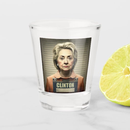 Sluit haar op! - Hillary Clinton Shot Glas (Voorkant)