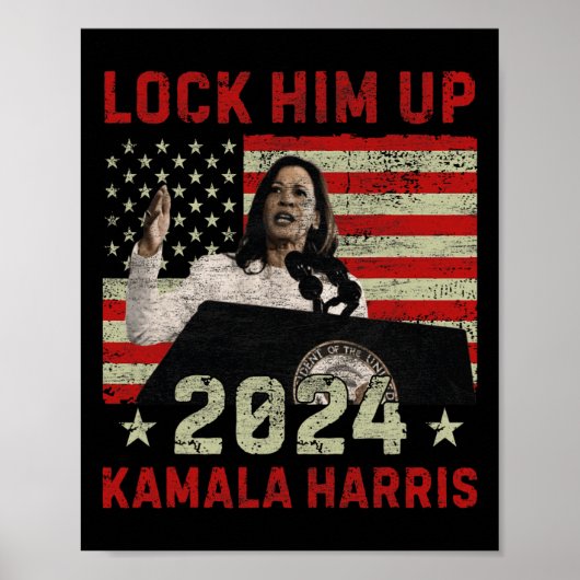 Sluit hem op Kamala Harris 2024 Amerikaanse vlag D Poster (Voorkant)