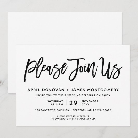 Sluit je aan bij de bruiloft voor penseeltypografi kaart (Voorkant / Achterkant)