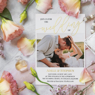 Sluit je aan bij de gouden Script foto's dubbelzij Folie Uitnodiging