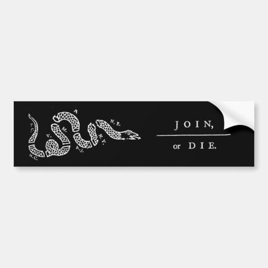 Sluit je aan of sterf (zwart) bumpersticker (Voorkant)