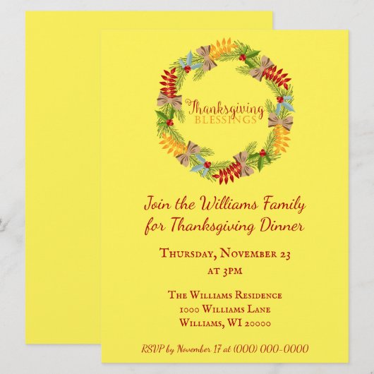 Sluit je bij ons aan voor het Thanksgivingdiner Kaart (Voorkant / Achterkant)