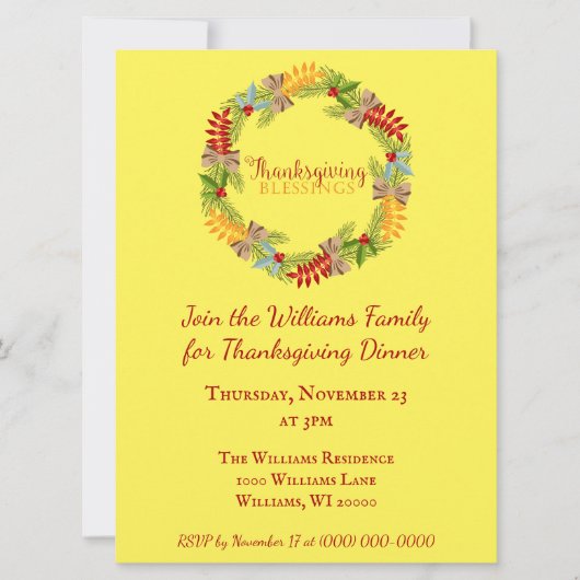 Sluit je bij ons aan voor het Thanksgivingdiner Kaart (Voorkant)