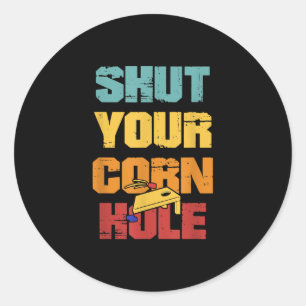 Sluit je Cornhole  retro grappig Cornhole Ronde Sticker