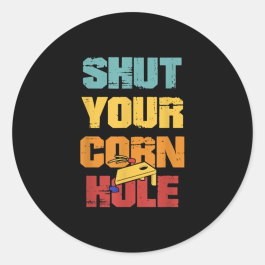 Sluit je Cornhole retro grappig Cornhole Ronde Sticker (Voorkant)