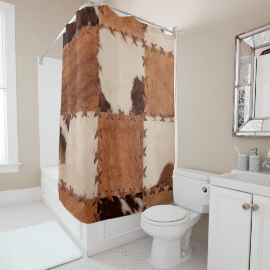 Sluit lederen patchwork gestructureerde achtergron douchegordijn (In situ)