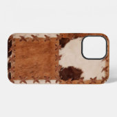 Sluit lederen patchwork gestructureerde achtergron iPhone hoesje (Achterkant horizontaal)