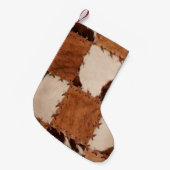 Sluit lederen patchwork gestructureerde achtergron kleine kerstsok (Voorkant (Hangend))