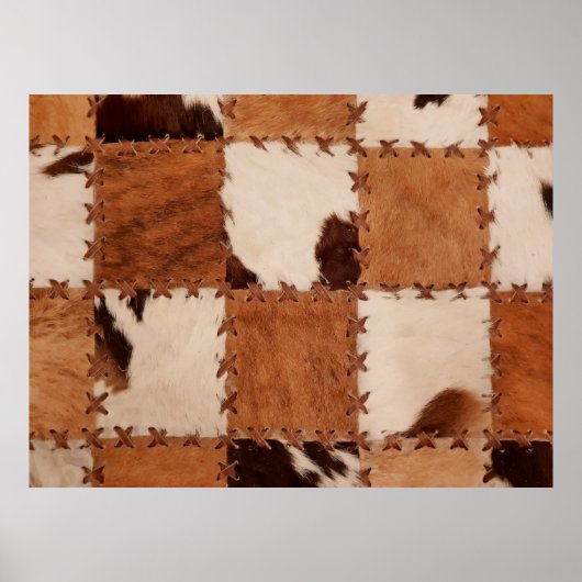 Sluit lederen patchwork gestructureerde achtergron poster (Voorkant)