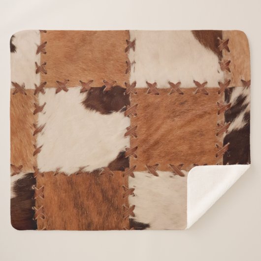 Sluit lederen patchwork gestructureerde achtergron sherpa deken (Voorkant (horizontaal))