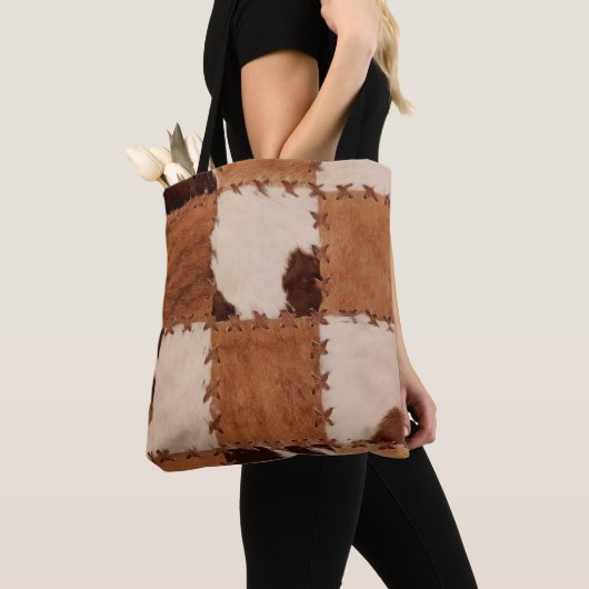 Sluit lederen patchwork gestructureerde achtergron tote bag (Dichtbij)