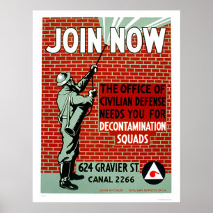 Sluit me aan bij het decontaminatieplein voor civi poster