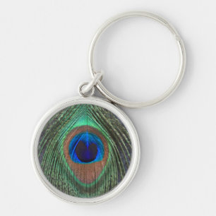 Sluit Peacock-doezelaar op grijze, kleine Premium- Sleutelhanger