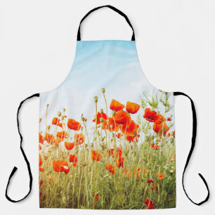 Sluit poppies op het veld. Wilde bloemen in de len Schort