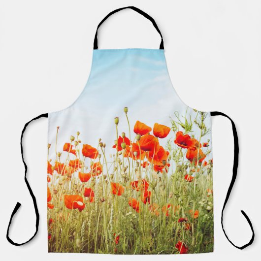 Sluit poppies op het veld. Wilde bloemen in de len Schort (Voorkant)