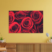 Sluit rode rozenbloemen. canvas afdruk (Insitu (Woonkamer))