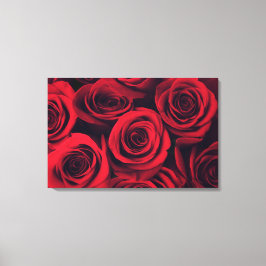 Sluit rode rozenbloemen. canvas afdruk