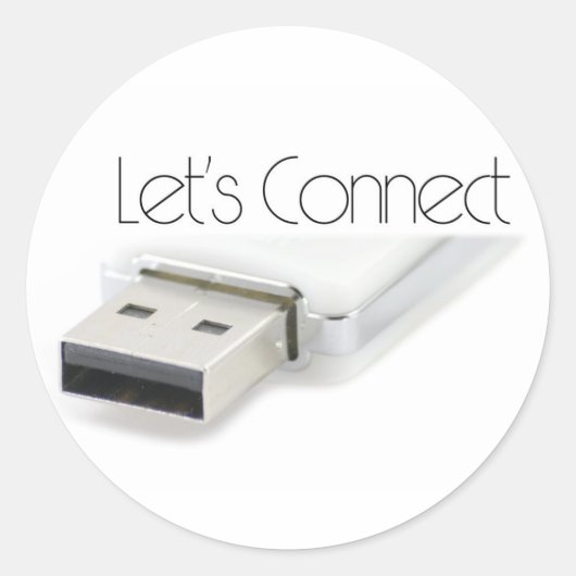 Sluit USB aan Ronde Sticker (Voorkant)