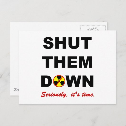 Sluit ze het anti-nucleaire Slogan Briefkaart af (Voorkant / Achterkant)