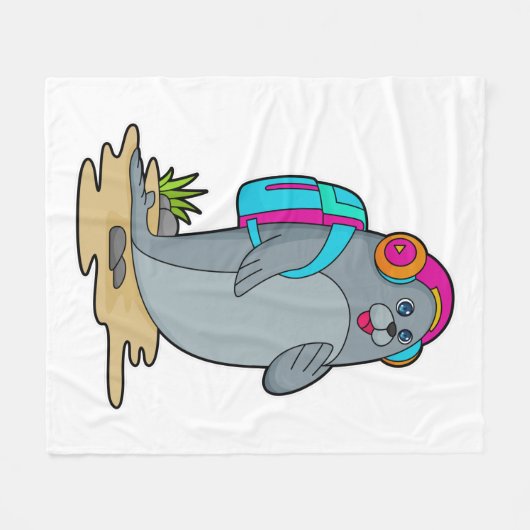 Sluiten als Hiker met rugzak Fleece Deken (Voorkant (Horizontaal))