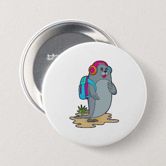 Sluiten als Hiker met rugzak Ronde Button 7,6 Cm (Voorkant /achterkant)