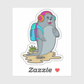 Sluiten als Hiker met rugzak Sticker (Vel)