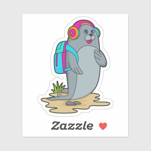 Sluiten als Hiker met rugzak Sticker (Vel)