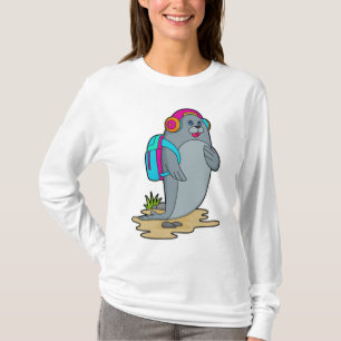 Sluiten als Hiker met rugzak T-shirt