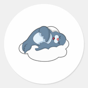 Sluiten bij slaapstand op cloud ronde sticker