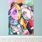 Sluiten familie - Kunststijl - Oorspronkelijk schi Canvas Afdruk (Insitu (Houten vloer))