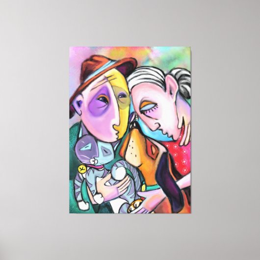 Sluiten familie - Kunststijl - Oorspronkelijk schi Canvas Afdruk (Voorkant)