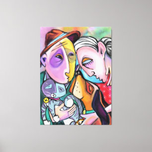 Sluiten familie - Kunststijl - Oorspronkelijk schi Canvas Afdruk