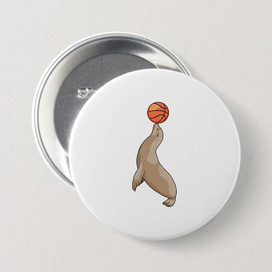 Sluiten met Basketball Ronde Button 7,6 Cm (Voorkant /achterkant)