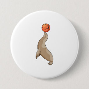 Sluiten met Basketball Ronde Button 7,6 Cm